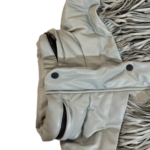 Upwear & Suits Faux Leather Fringe Ski Snow Suit /Jumpsuit , Blue/Grey, M-L - Picture 10 of 12